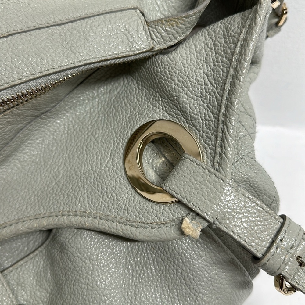 Dior Light Gray Leather Hobo Bag with D Charm - Picture 15 of 16